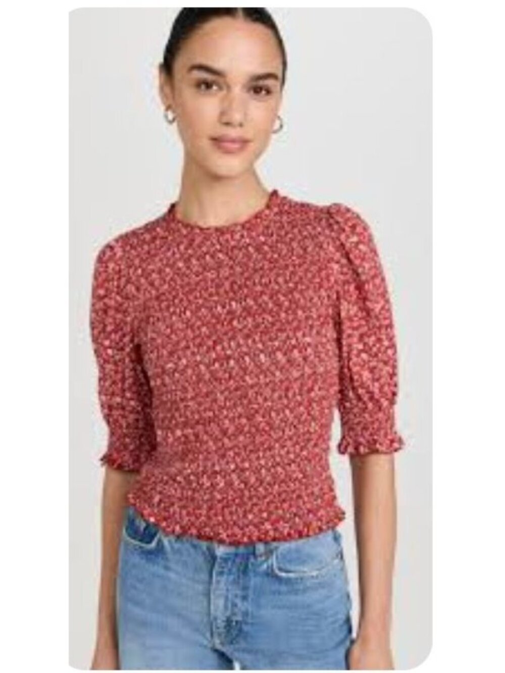 Veronica Beard Langston shirred floral-print top Red - Size XS